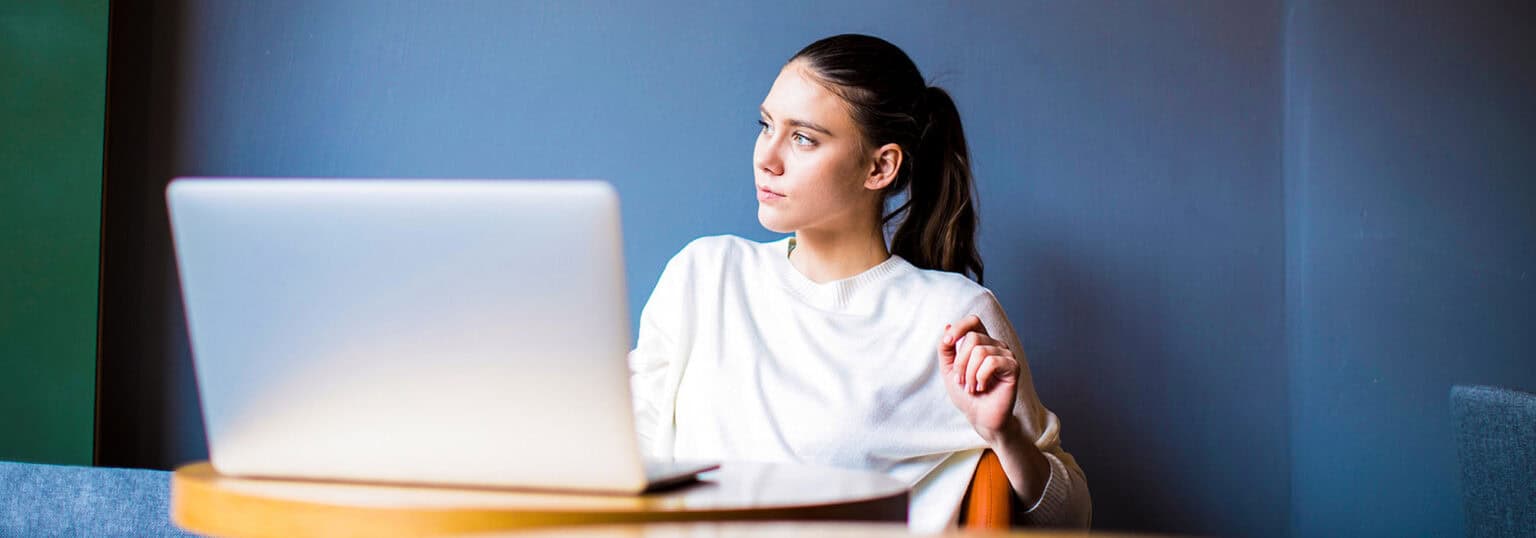 College student working on a computer