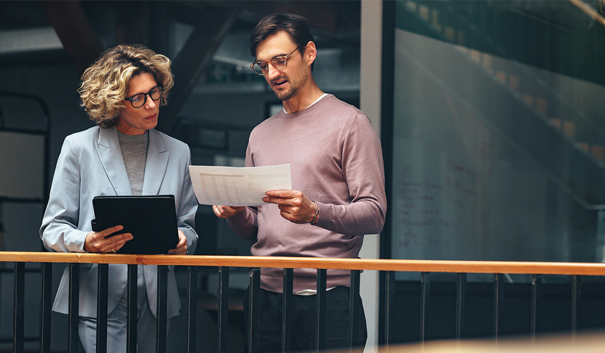 two statistics analysts viewing data