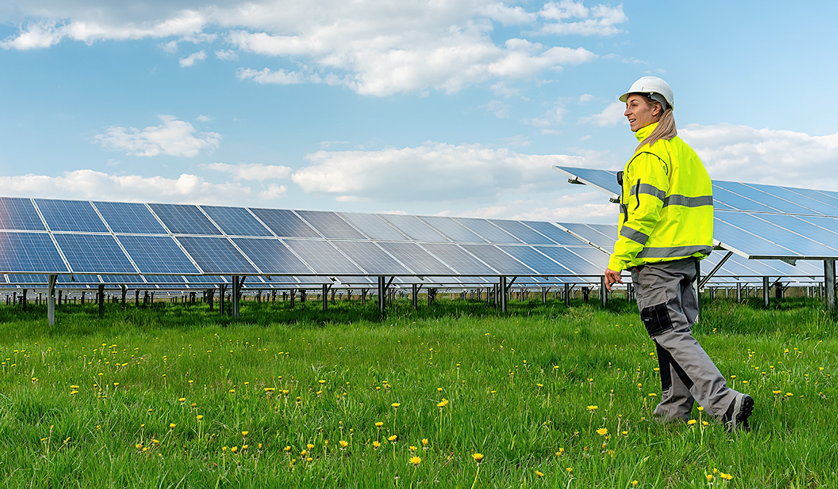 decorative image of engineering viewing solar panels