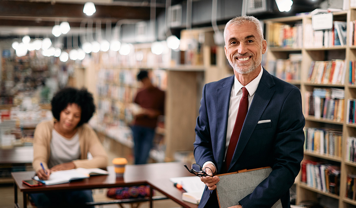 education administrator in a library