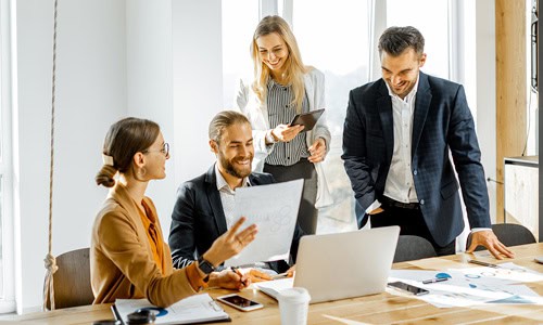 decorative image of office team discussing project
