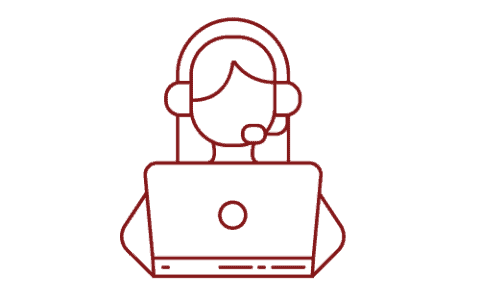 line drawing of student connecting with support staff on Zoom