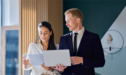 decorative images of medical professional discussing patient's chart