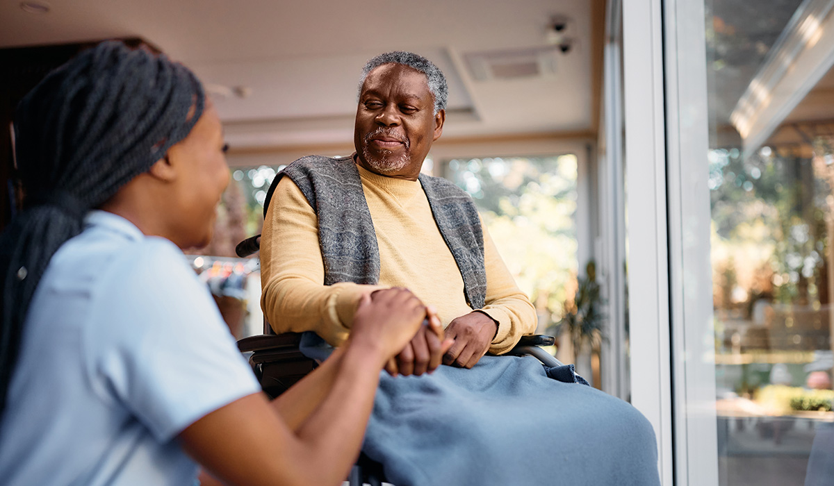 health professional talking to a family