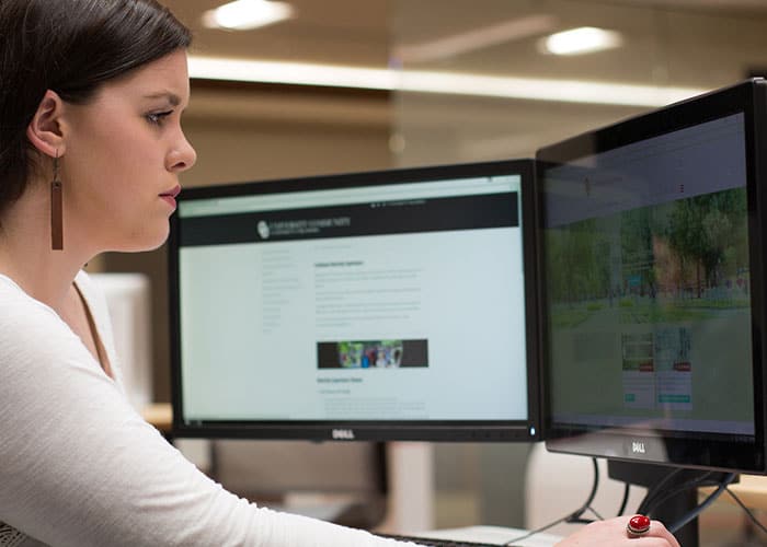 student working on a computer