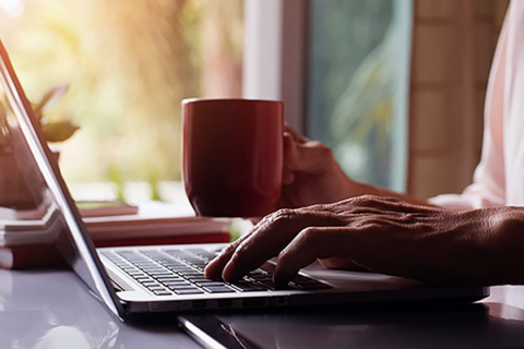 person using laptop