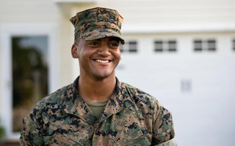 Smiling member of the U.S. Military