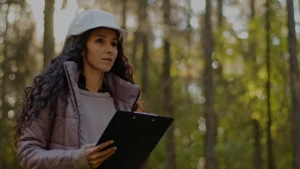 sustainable management professional reviewing site